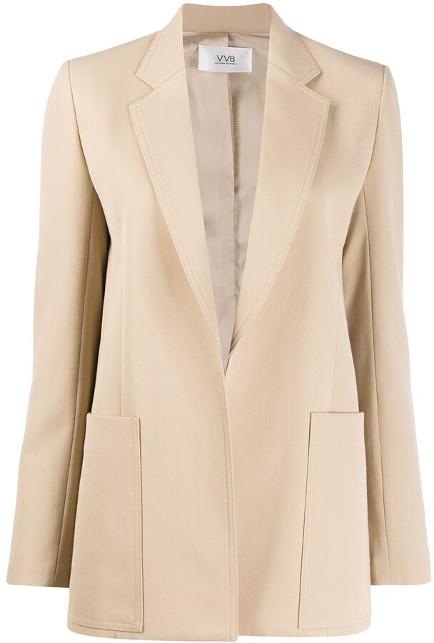 beige longline blazer