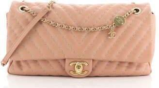 Chanel Medallion Charm Flap Bag Chevron Calfskin Jumbo