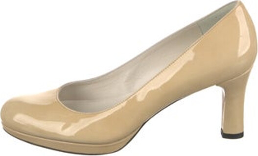 Stuart Weitzman Patent Leather Pumps Neutrals Round-Toes Platform Designer
