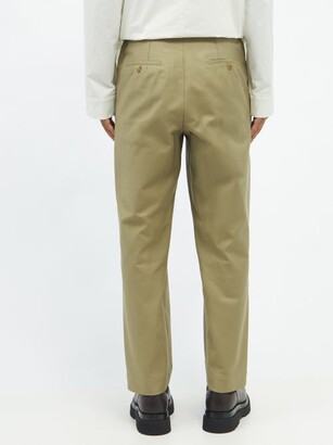 Le17septembre Homme - Pleated Cotton-twill Straight-leg Trousers - Khaki