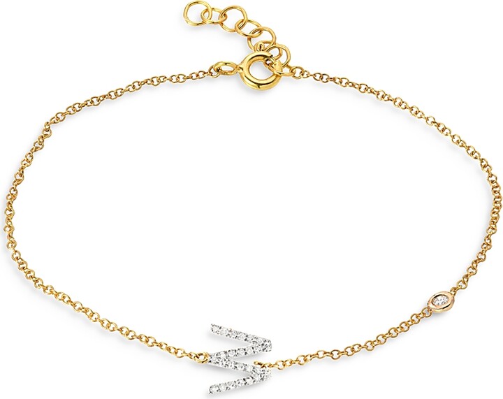 Zoe Lev 14K Yellow Gold Diamond Initial & Bezel Bracelet