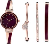 Thumbnail for your product : Anne Klein Women's AK/2716RBST Premium Crystal Accented Rose Gold-Tone and Burgundy Watch and Bangle Set