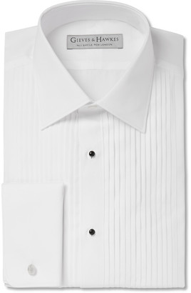 Gieves & Hawkes White Cotton-Poplin Spread-Collar Shirt