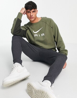 Nike Air Pack french terry sweat in olive - ShopStyle Jumpers & Hoodies