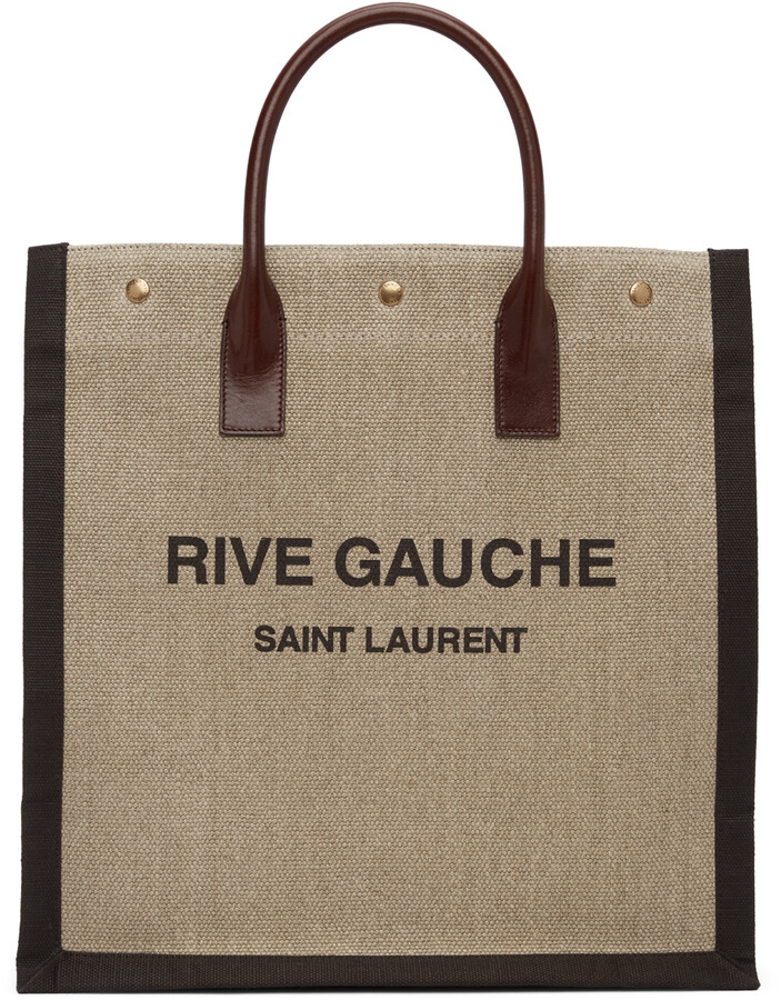 Saint Laurent Black/Beige Embroidered Canvas Rive Gauche Tote Saint Laurent  Paris