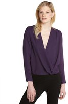 Thumbnail for your product : Halston eggplant long sleeve silk blouse