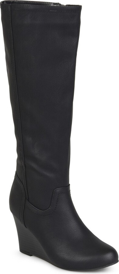 Black Wedge Mid-calf Boots | ShopStyle