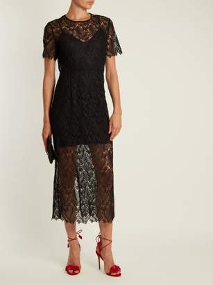 Diane von Furstenberg Leaf And Floral Macrame-lace Pencil Dress - Womens - Black