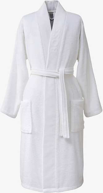HUGO BOSS Womens Ice Logo-Embroidered Kimono Terry Cotton Dressing Gown M