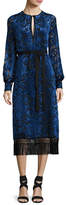 Thumbnail for your product : Andrew Gn Long-Sleeve Velvet Devore Dress, Blue