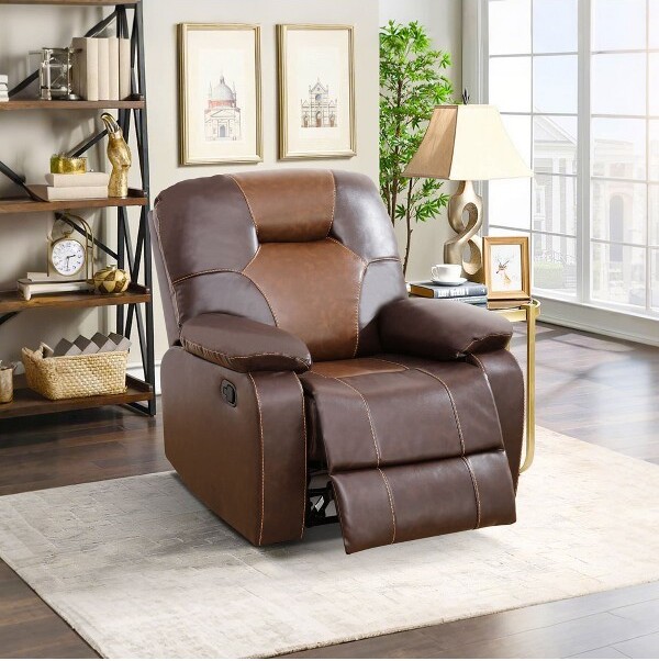 MAYEERTYReclinerChairBreathableLeatherRecliningChairwithAdjustableBackrestforLivingRoomBrown