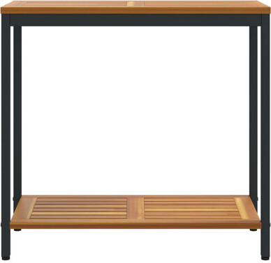Ebern Designs Outdoor Table Natural Solid Wood And Steel