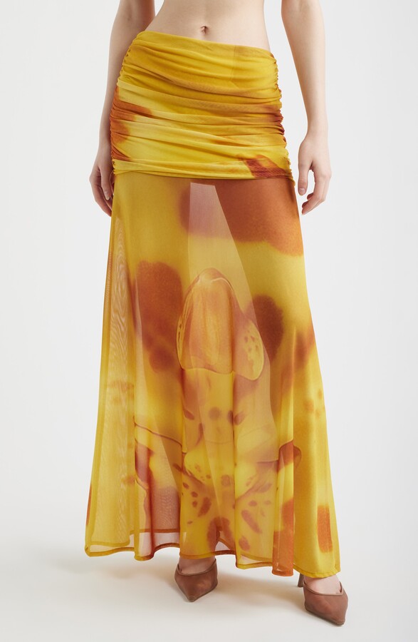 Feners Susurro Print Semi Sheer Maxi Skirt