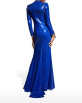 Thumbnail for your product : Jovani Sequined High-Neck Long-Sleeve Gown