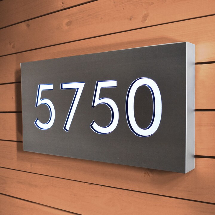 Lighted Address Sign, Plaque, Large Modern Personalized Marker Mail Box Numbers For House With Led Lights, Lighted House Numbers