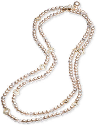 Carolee Brown-Tone Pavé Bead & Colored Imitation Pearl Convertible Strand Necklace