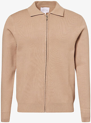 Raith Mens Sand Arlo Relaxed-Fit Knitted Cardigan Xl