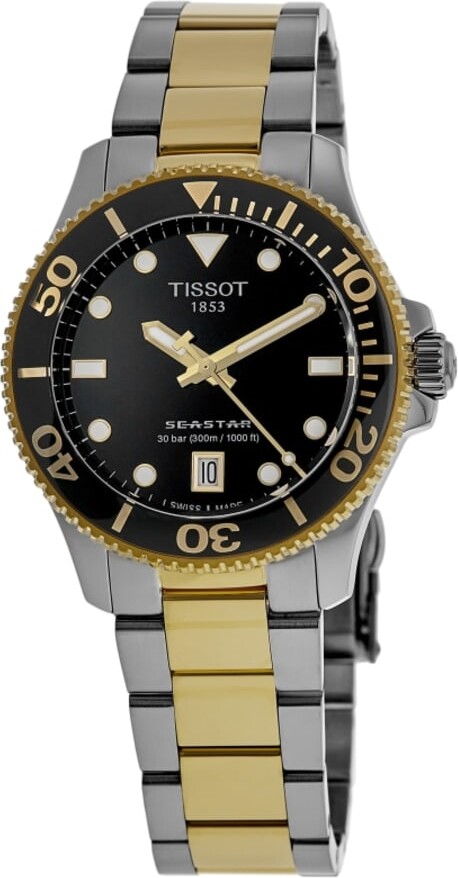 Tissot Seastar 1000 Quartz Black Dial Two-Tone Steel Women's Watch T120.210.22.051.00