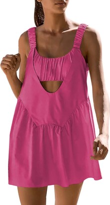 VEMOW Dresses for Women UK Dress with Shorts Built in Bra Strappy
