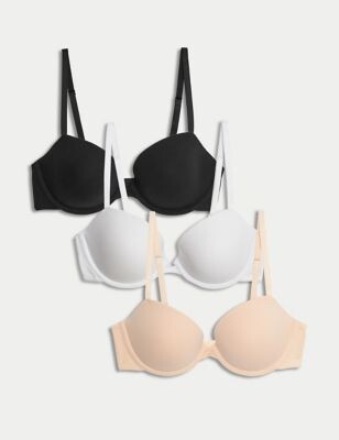 M&S Collection 3pk Cotton Rich Wired Balcony Bras A-E - ShopStyle