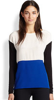 Thumbnail for your product : Bailey 44 Oppositional Silk Colorblock Top