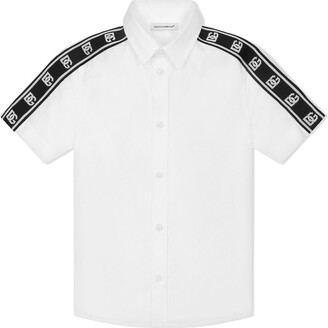 Dolce & Gabbana Children Logo-Panel Short-Sleeve Poplin Shirt