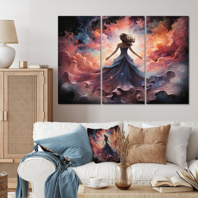 Galaxy Celestial Dance Woman On Metal 3 Pieces Set