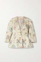 Thumbnail for your product : Brock Collection Cotton And Silk-blend Floral Brocade Jacket - Light green