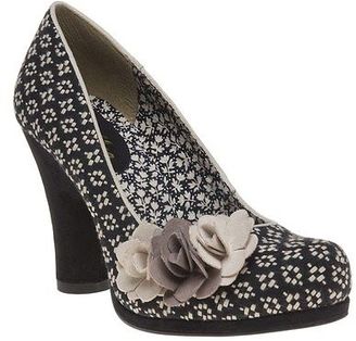 Ruby Shoo New Womens Black Natural Eva Textile Shoes Floral Slip On