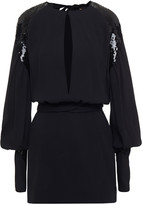 Thumbnail for your product : Saint Laurent Sequin-embellished Gathered Crepe Mini Dress