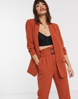 Thumbnail for your product : Stradivarius ruched sleeve blazer in orange