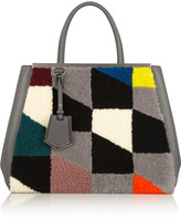 Thumbnail for your product : Fendi 2Jours leather and printed shearling tote