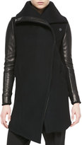 Thumbnail for your product : Helmut Lang Inclusion Leather-Sleeve Felt Jacket