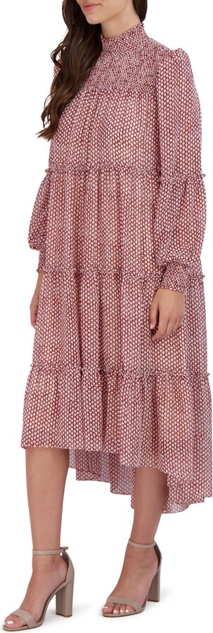 Julia Jordan Smocked Tiered Long Sleeve High-Low Dress - ShopStyle
