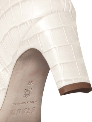 STAUD Eva Square-Toe Croc-Embossed Leather Ankle Boots