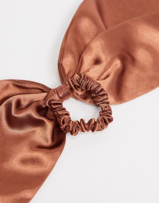 ASOS DESIGN hair scarf in chocolate satin
