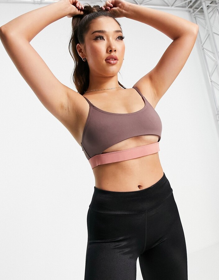 Hoxton Haus cut out sports bra in chocolate brown - ShopStyle