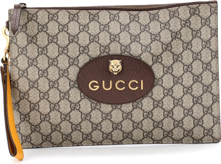 Gucci Neo Vintage Wristlet Pouch GG Coated Canvas