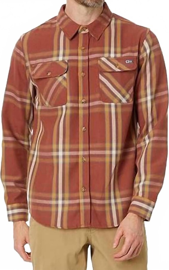 Salty Crew Landfall Long Sleeve Flannel Top In Brick Red