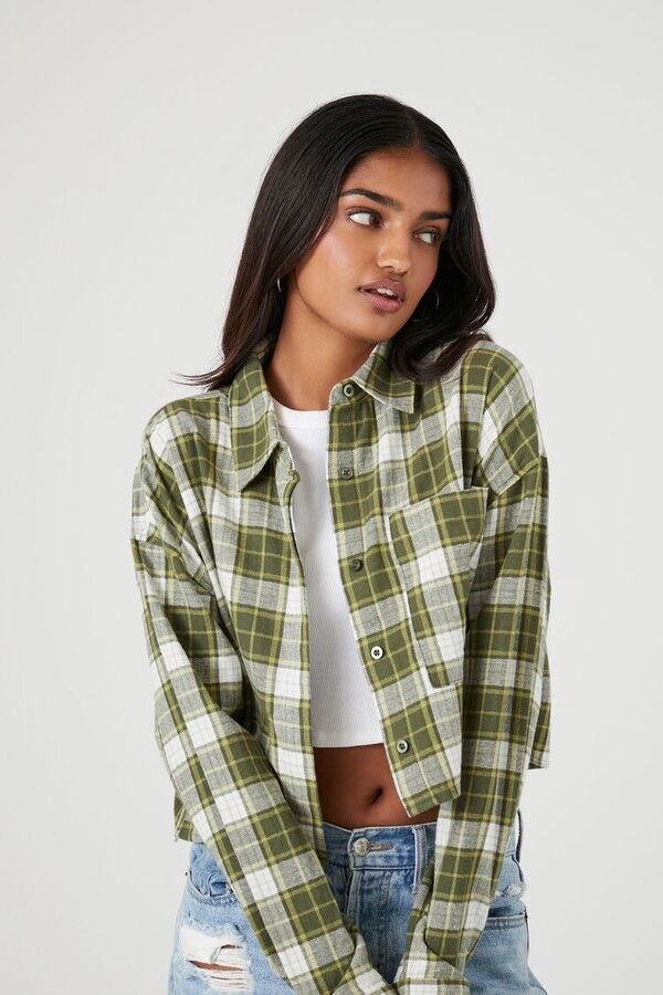 Green Plaid Flannel Shirt | ShopStyle