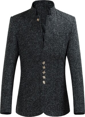 Men's Blazer Mens Stand Collar Business Sport Coats Casual Suit