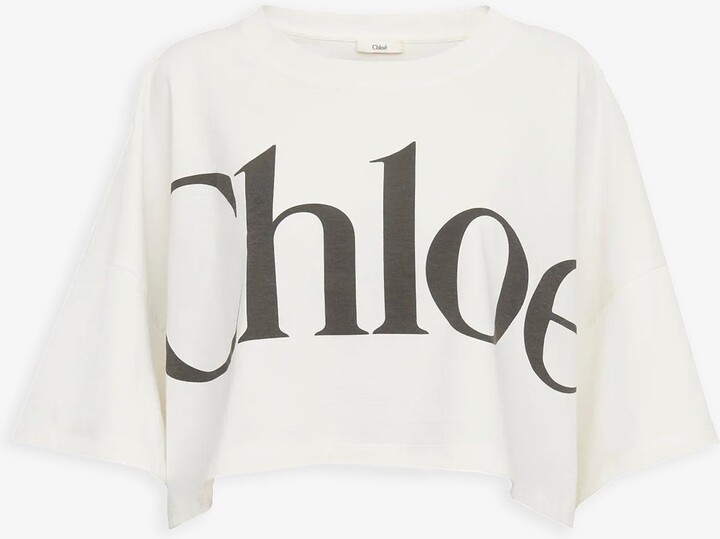 Chloé Cropped boxy cotton logo t-shirt