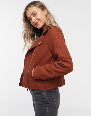 JDY faux-suede jacket in red