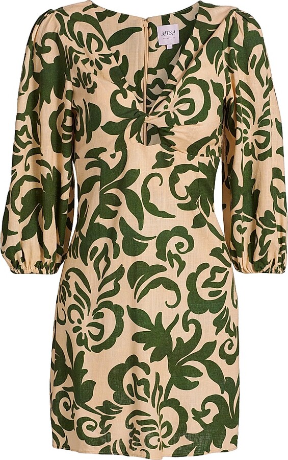 MISA Women's Willa Printed Keyhole Minidress - Tonal Cactus - Size XS