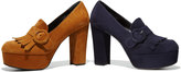 Thumbnail for your product : Prada Suede Fringe 110mm Loafer, Caramel