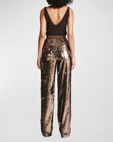 Thumbnail for your product : Halston Jett High-Rise Straight-Leg Sequin Trousers