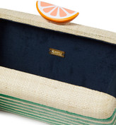 Thumbnail for your product : Kayu Appliqued Striped Woven Straw Clutch