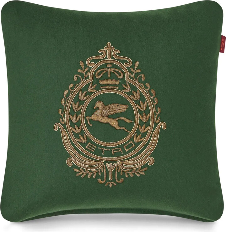 ETRO HOME Pegaso-embroidered wool-blend cushion