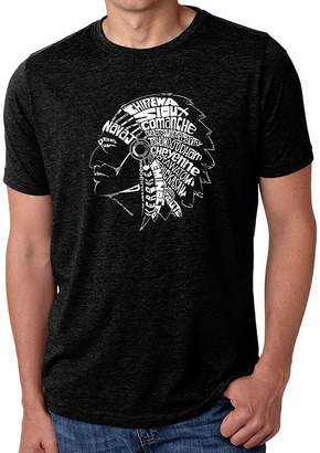LOS ANGELES POP ART Los Angeles Pop Art Men's Big & Tall Premium Blend Word Art T-Shirt - Popular Native American Indian Tribes