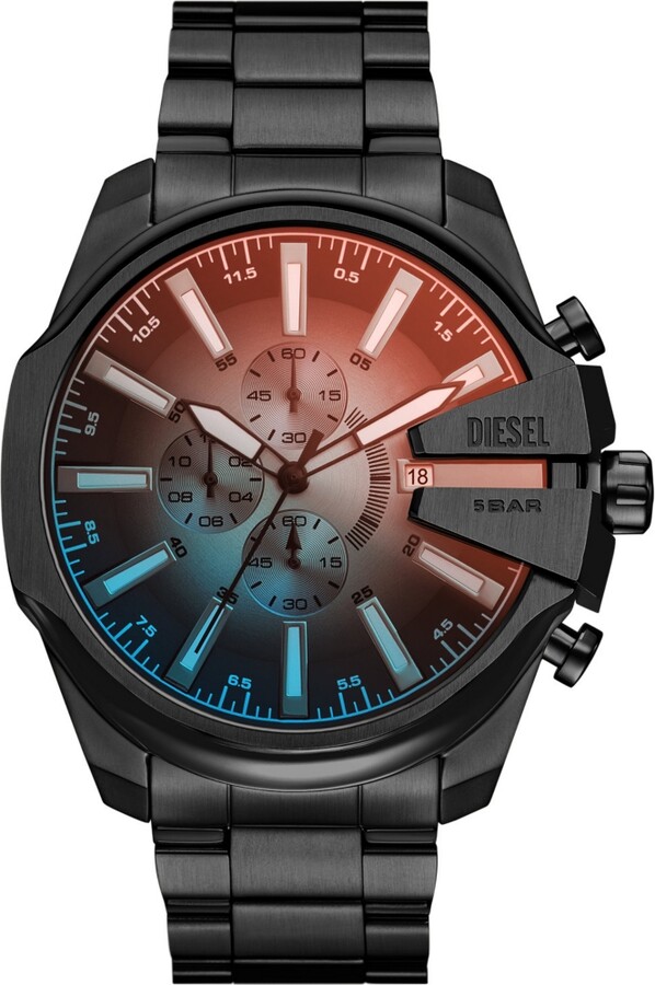 Diesel Men's Mega Chief Slim Quartz Chronograph Black Stainless Steel Watch, 48mm